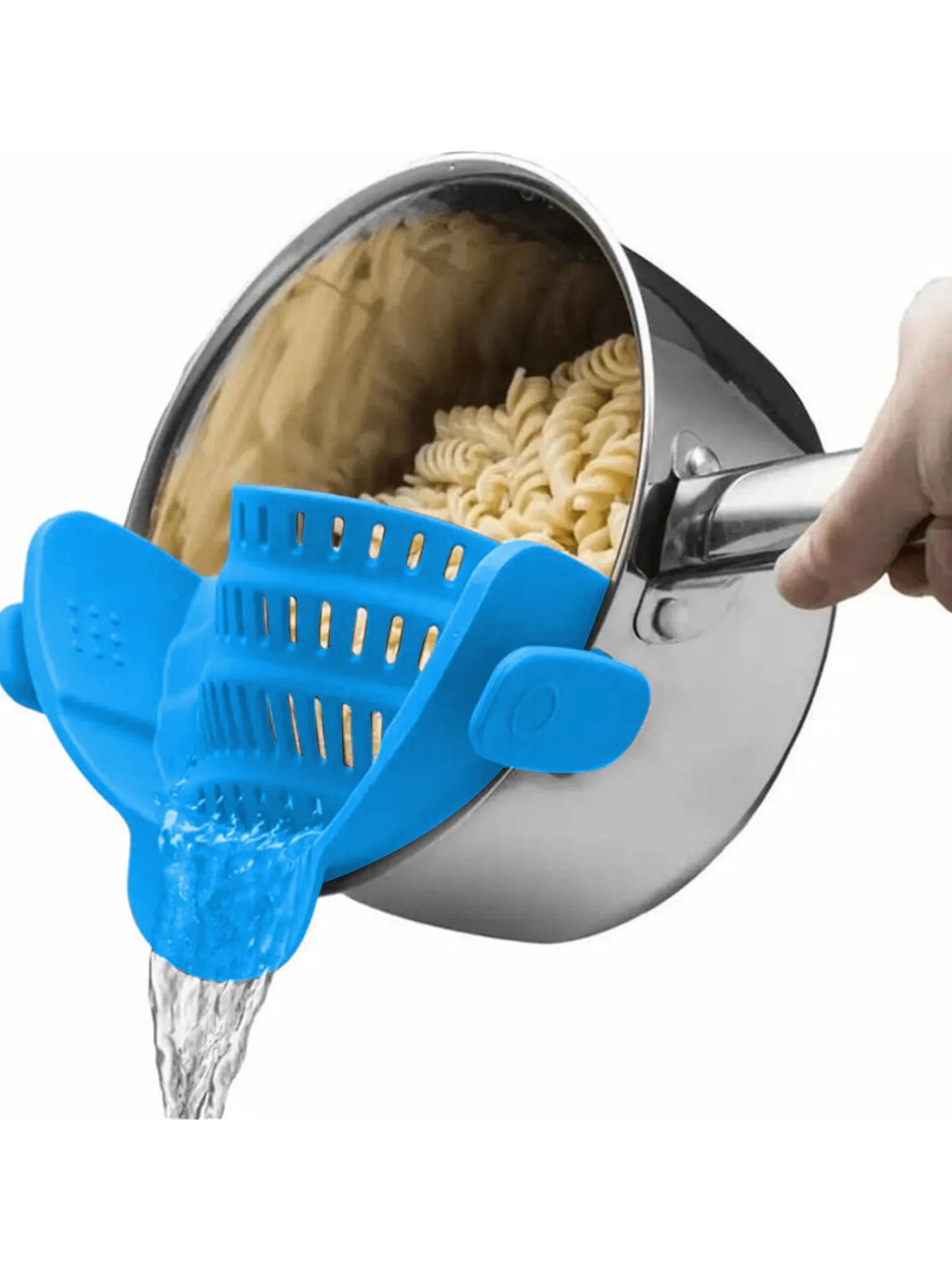 Adjustable Silicone Clip-On Strainer for Pots & Pans | Handheld Pasta & Noodle Drainer
