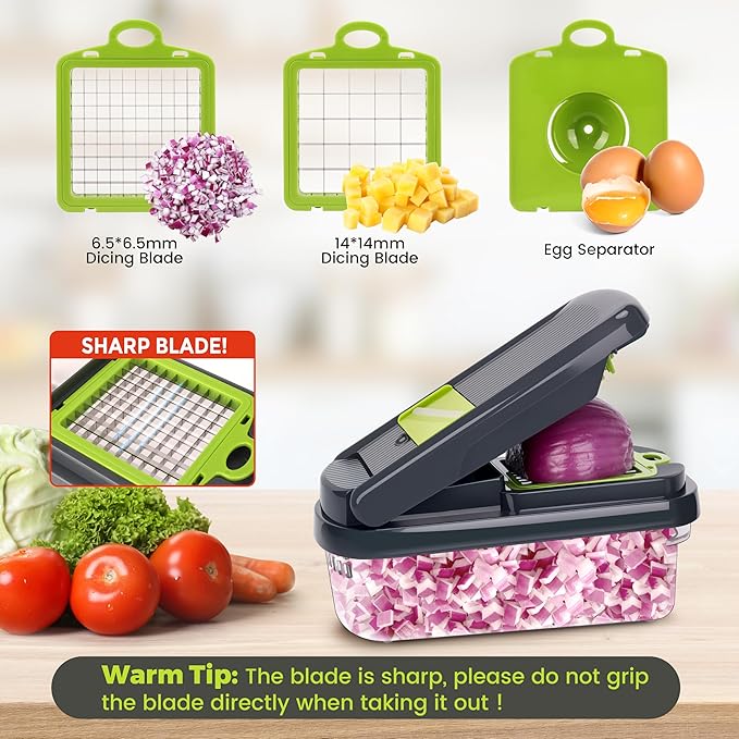 Vegetable Chopper,12-in-1 Multifunctional Food