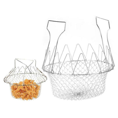 Stainless Steel Foldable Fryer Basket & Food Strainer | Multipurpose Kitchen Tool