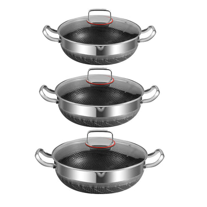 316 Stainless Steel Stock Pot Pan – Non-Stick Honeycomb Bottom for Gas & Induction