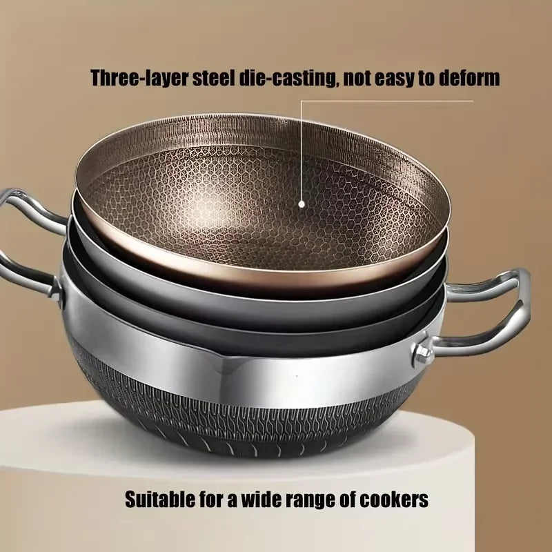 316 Stainless Steel Stock Pot Pan – Non-Stick Honeycomb Bottom for Gas & Induction