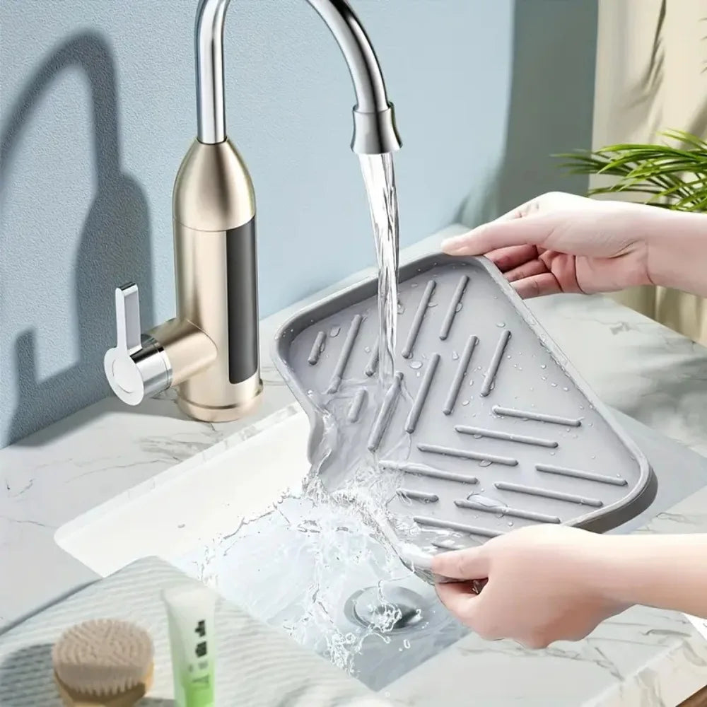 Silicone Kitchen Soap Tray & Sponge Holder | Sink Organizer for Counter & Bathroom