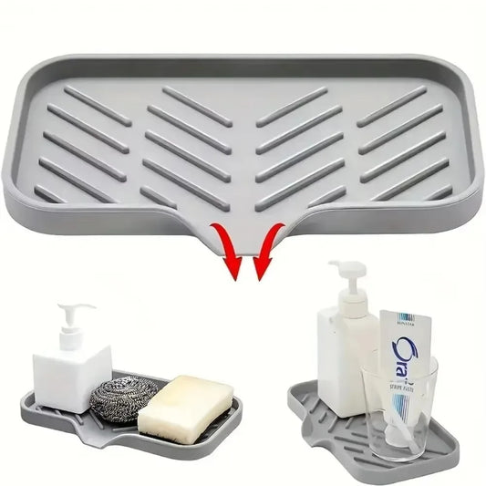 Silicone Kitchen Soap Tray & Sponge Holder | Sink Organizer for Counter & Bathroom