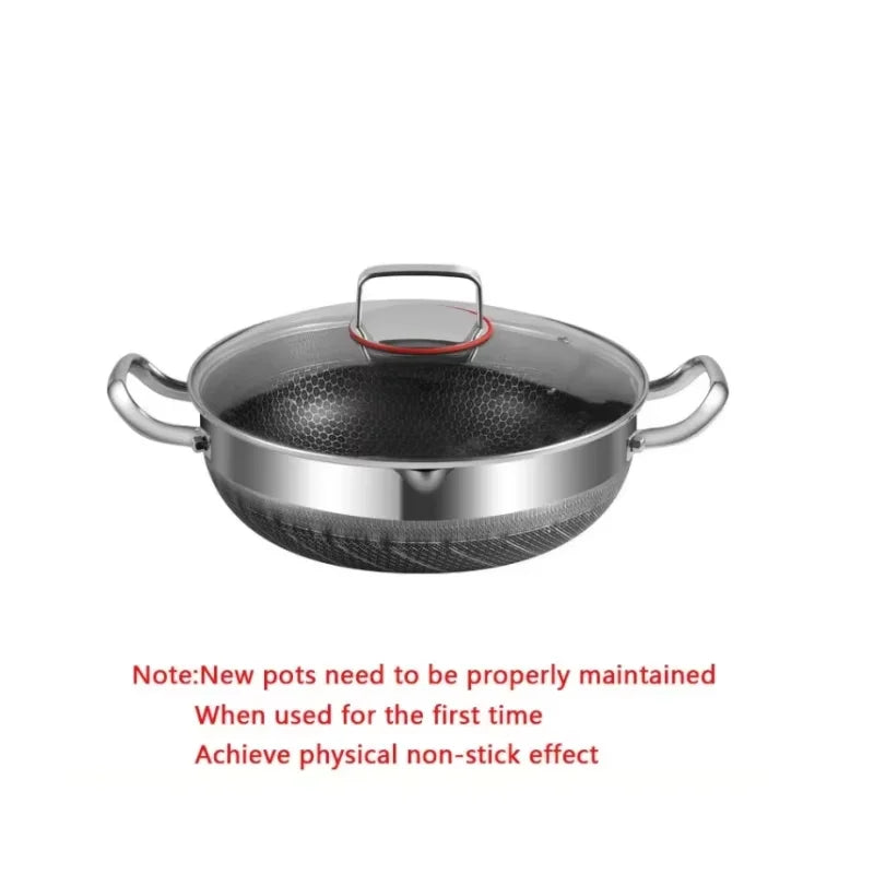 316 Stainless Steel Stock Pot Pan – Non-Stick Honeycomb Bottom for Gas & Induction