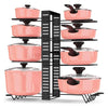 8-Tier Adjustable Metal Pot Rack Organizer – Durable Space-Saving Kitchen Cabinet Holder