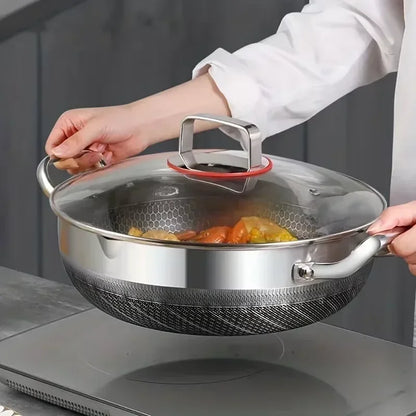 316 Stainless Steel Stock Pot Pan – Non-Stick Honeycomb Bottom for Gas & Induction