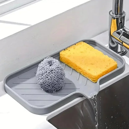 Silicone Kitchen Soap Tray & Sponge Holder | Sink Organizer for Counter & Bathroom