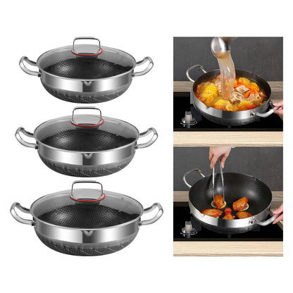 316 Stainless Steel Stock Pot Pan – Non-Stick Honeycomb Bottom for Gas & Induction