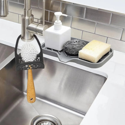 Silicone Kitchen Soap Tray & Sponge Holder | Sink Organizer for Counter & Bathroom