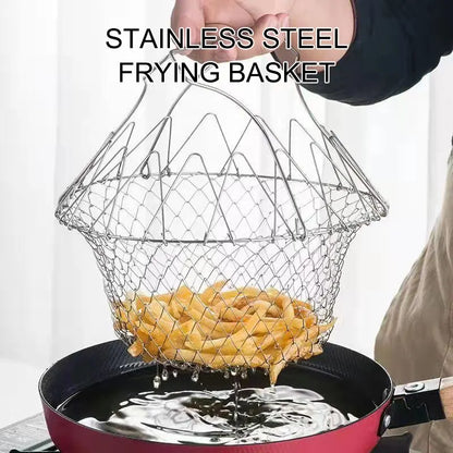 Stainless Steel Foldable Fryer Basket & Food Strainer | Multipurpose Kitchen Tool