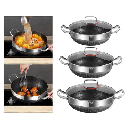 316 Stainless Steel Stock Pot Pan – Non-Stick Honeycomb Bottom for Gas & Induction
