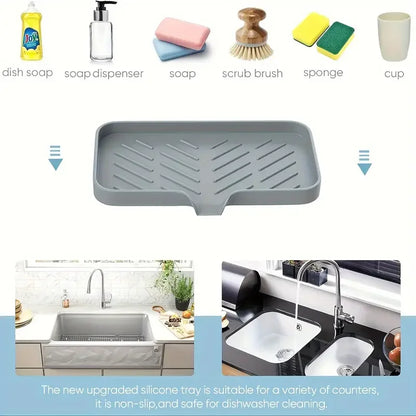 Silicone Kitchen Soap Tray & Sponge Holder | Sink Organizer for Counter & Bathroom