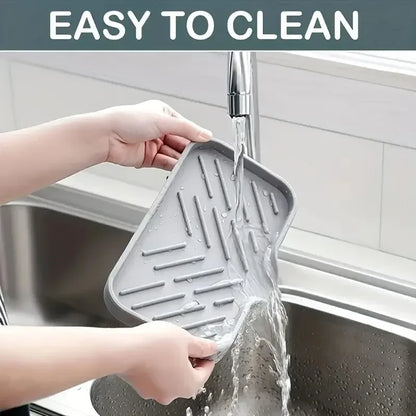 Silicone Kitchen Soap Tray & Sponge Holder | Sink Organizer for Counter & Bathroom