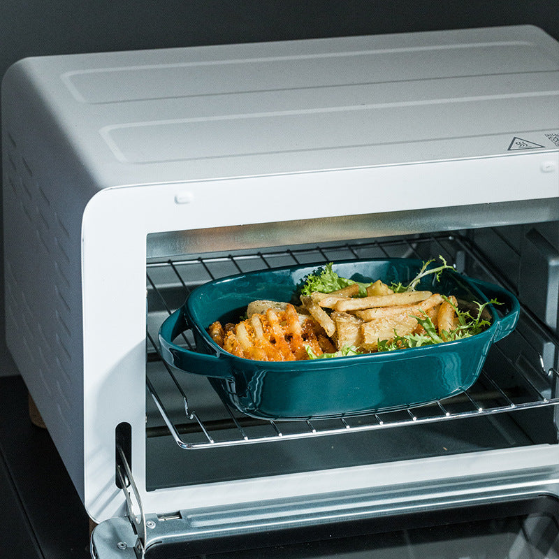 Ceramic Creative Binaural Rectangular Bakeware – Minimalist Tableware