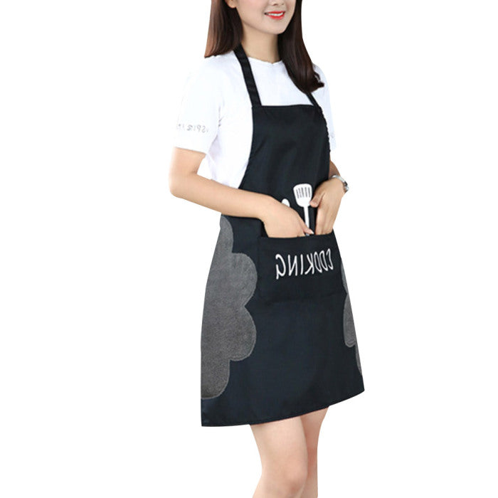 Soft coral velvet waterproof kitchen apron for comfortable cooking