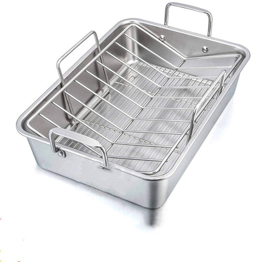 Stainless steel square BBQ tray for outdoor grilling and home baking